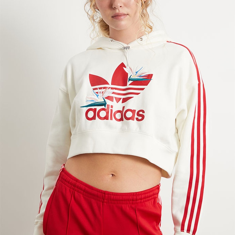 Adidas Women's Cream and Red Sweater